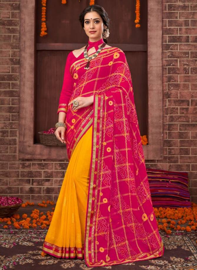 Pushpa Vishal New Fancy Bandhani Georgette Saree Collection